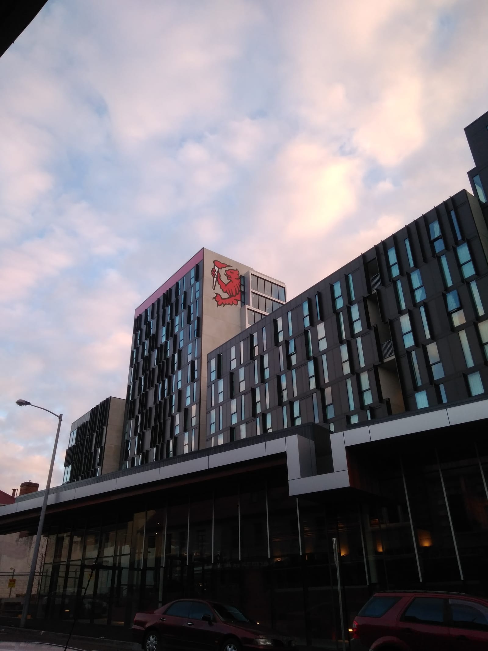 15 story student accommodation building. Photo taken from Elizabeth Street side.